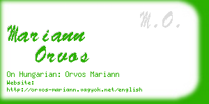 mariann orvos business card